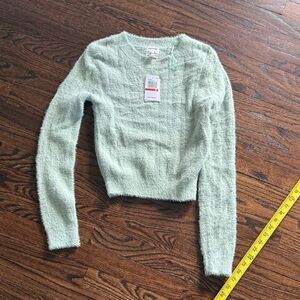 Hippie Rose Light Green Fuzzy Sweater